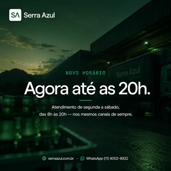 Peça gerada pela Lumina: aviso de novo horário de atendimento da Serra Azul